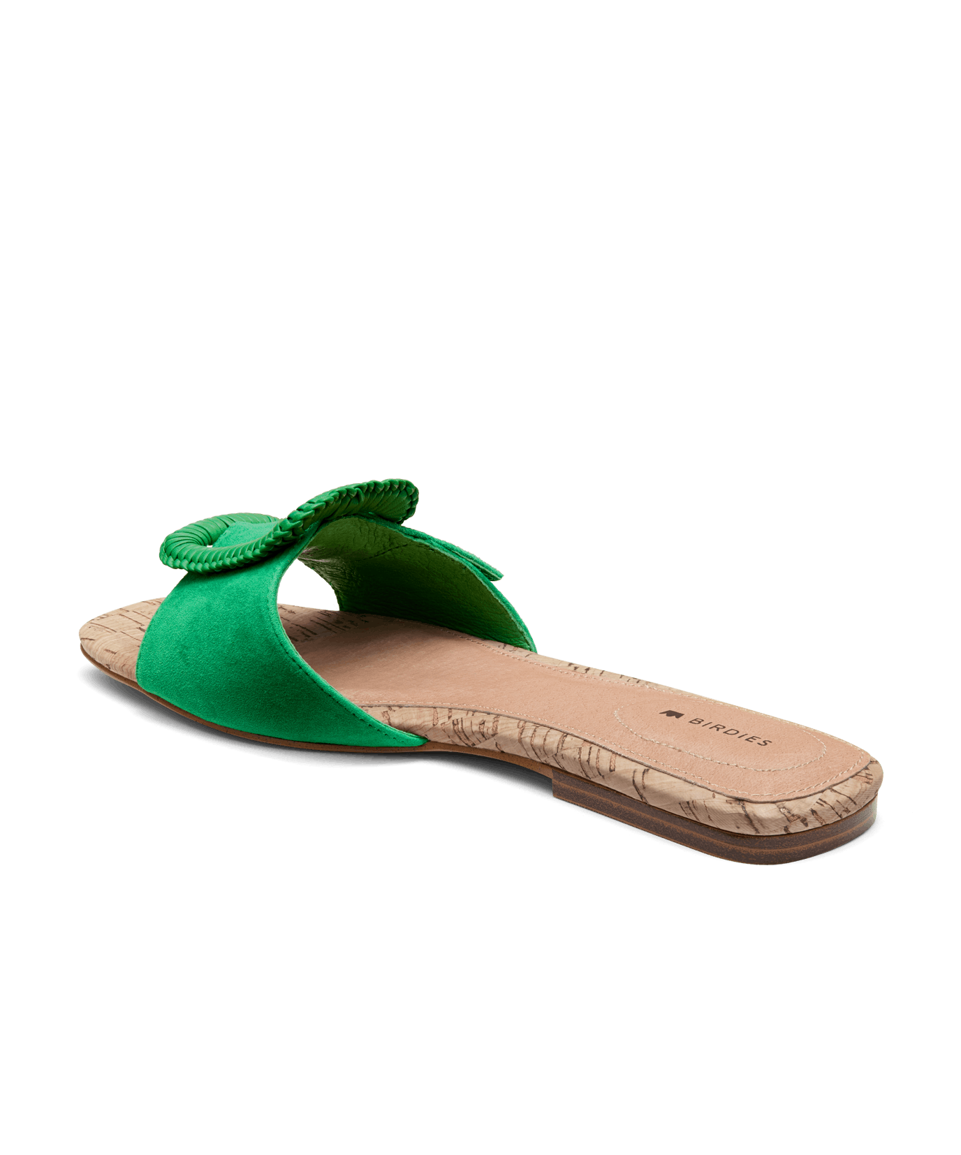 back 3/4ths view of the Kiwi sandal in Kelly Green suede - view 6